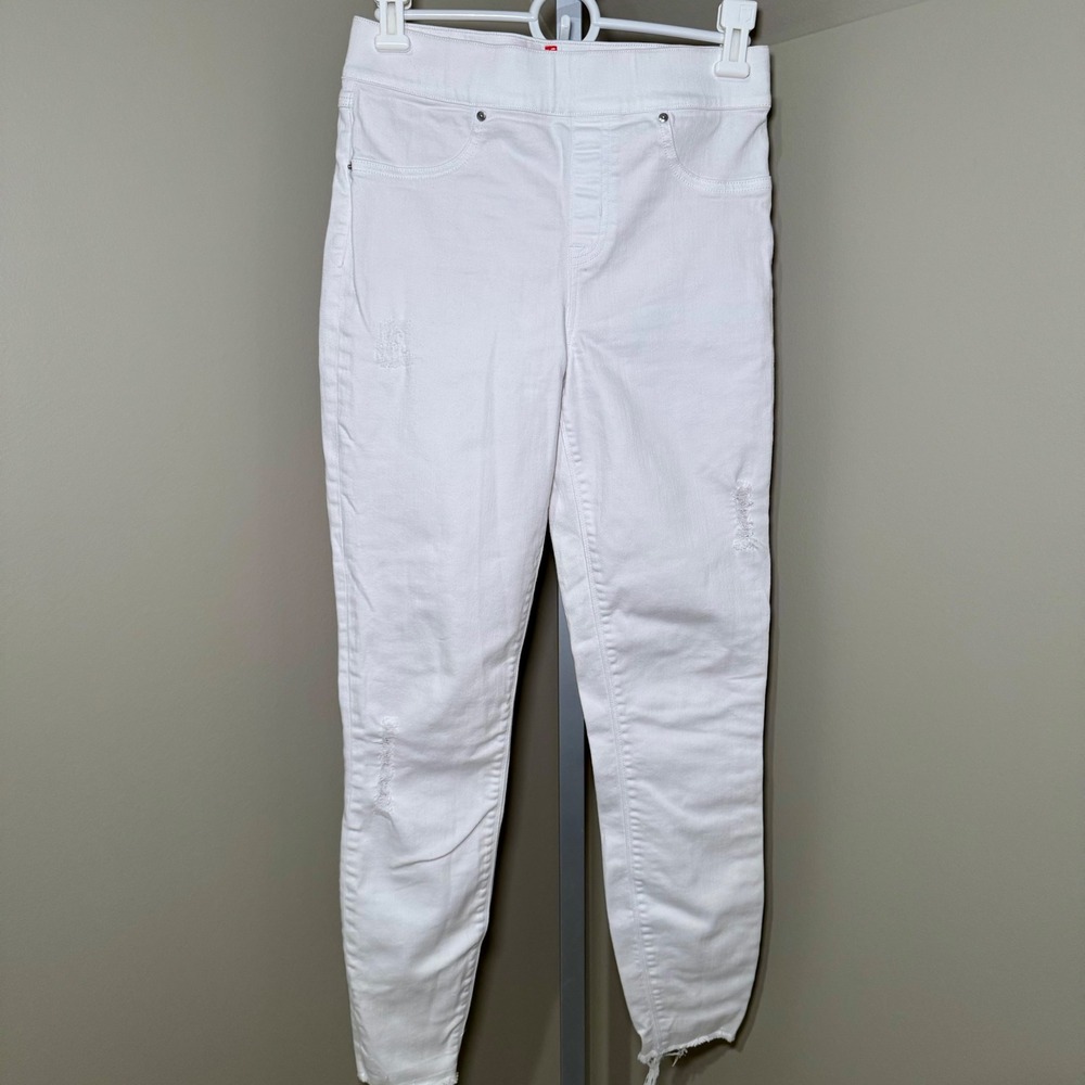 Spanx White Distressed Jeanish Denim Leggings High Rise Pull On Size‎ Small
